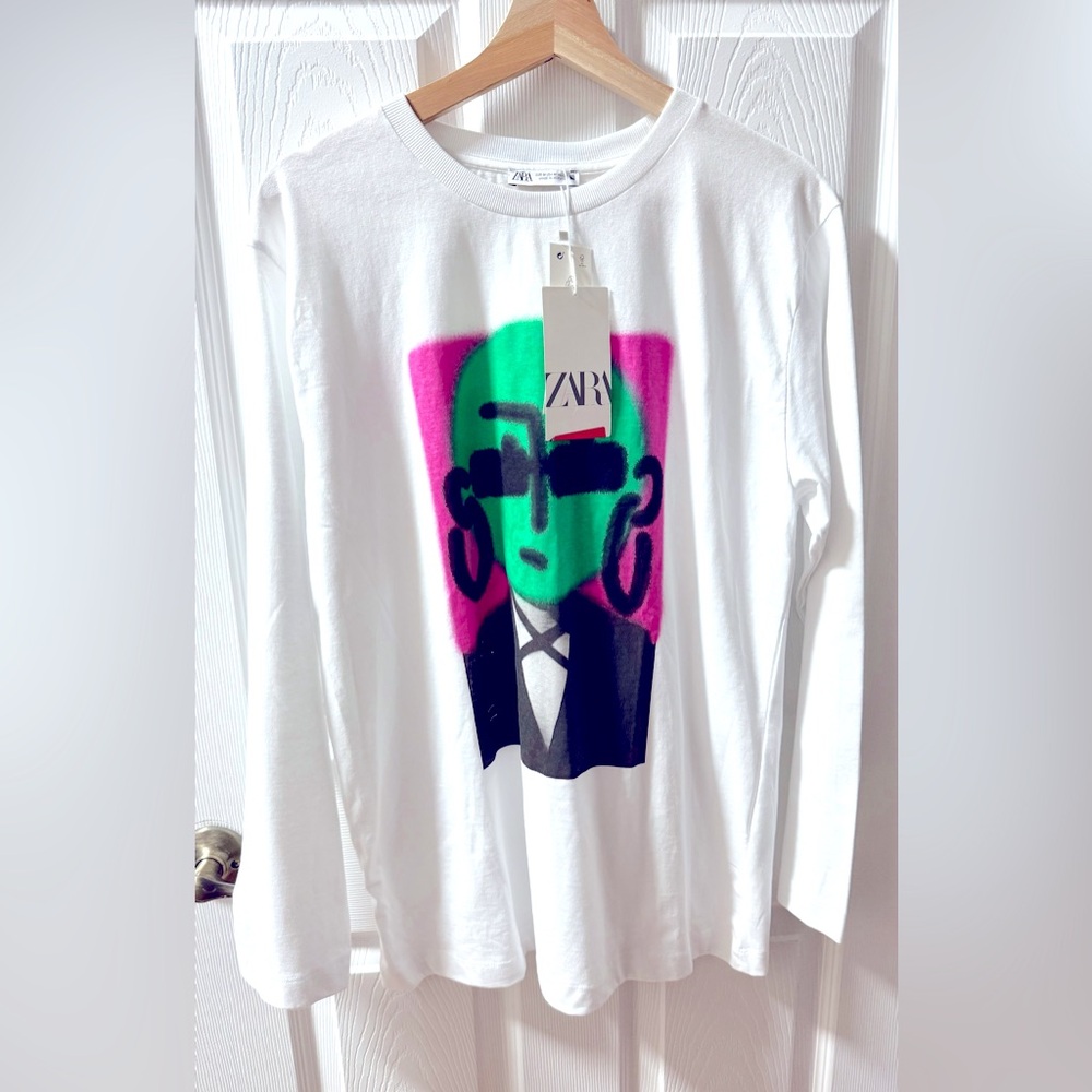 NEW Zara Graphic Long Sleeve Shirt
